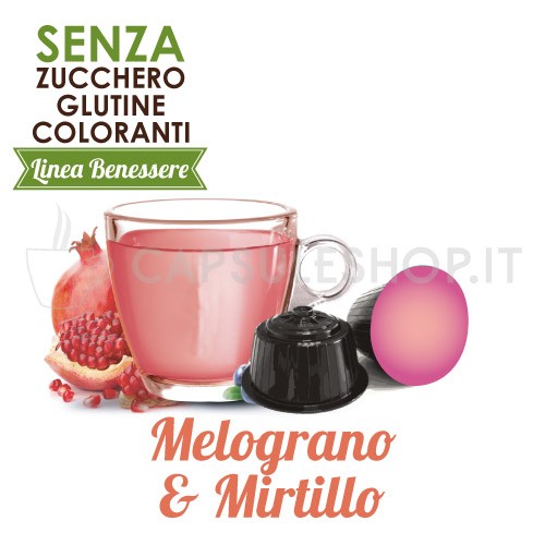 Dolce Gusto compatible capsules. Pomegranate and blueberry herbal tea