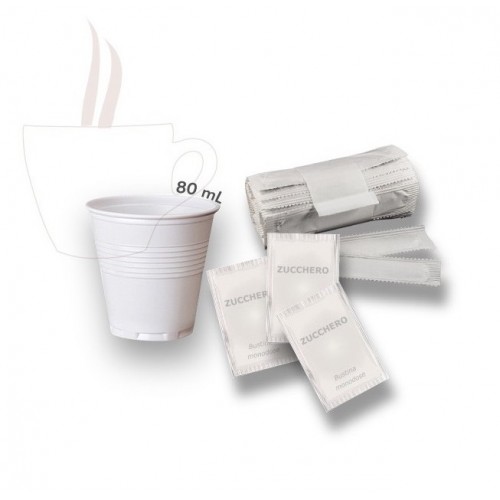 Set bicchieri, palette e zucchero per espresso