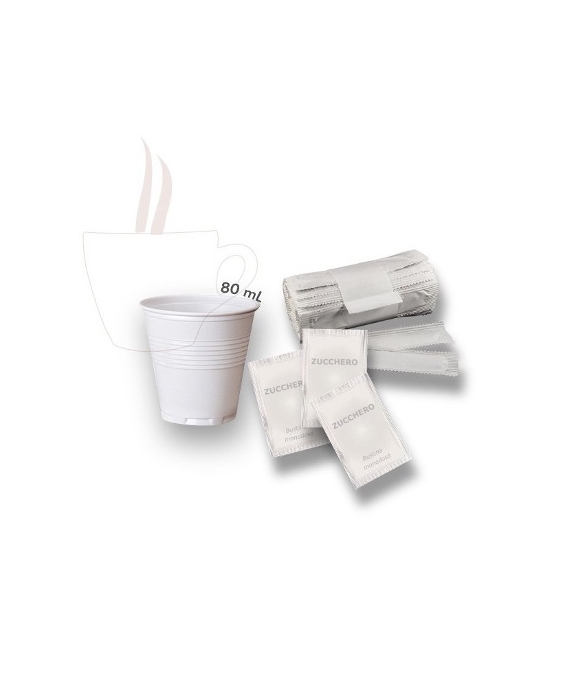 Set bicchieri, palette e zucchero per espresso